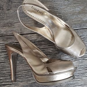 Bebe Gold Platform Heels